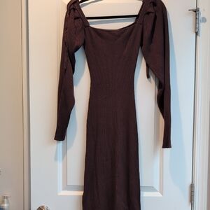 NWT Rachel Parcell Long Sleeve SweaterRib Sweater Dress in Brown